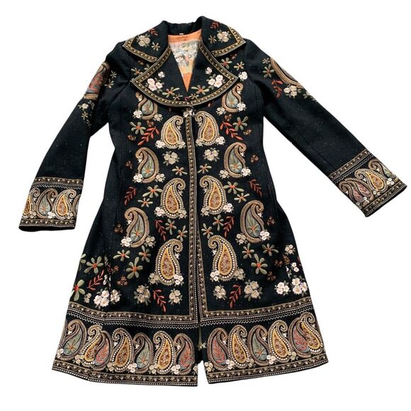 NEW Johnny Was Biya embroidered Paisley LONG JACKET COAT sz M - Picture 2 of 13